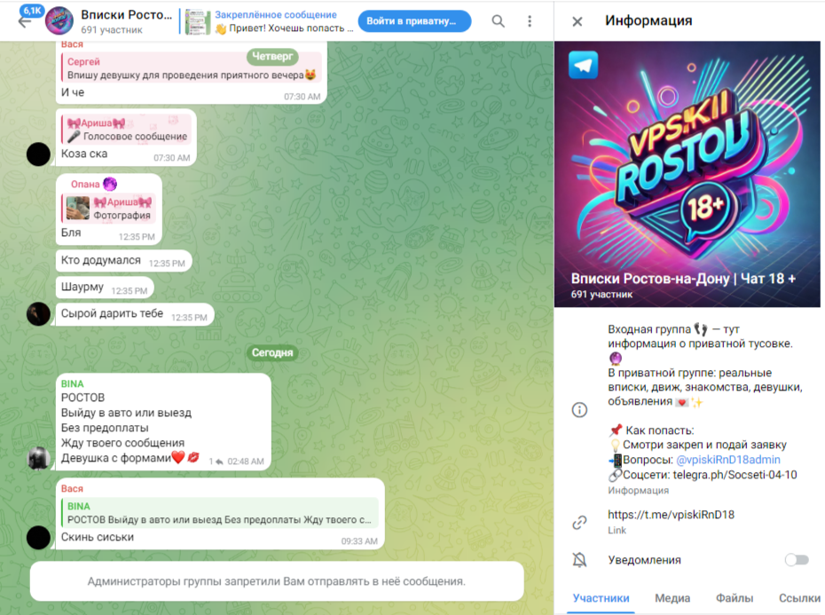 Открытый чат Telegram